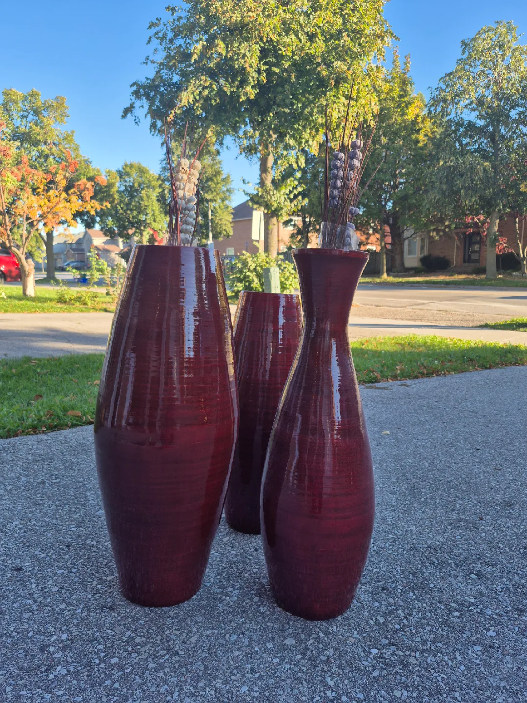 Red Decorative Vases - Set of 3 image indicator(2)