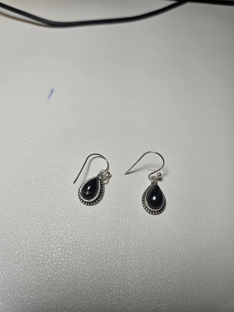Black Teardrop Earrings pure silver - photo 3