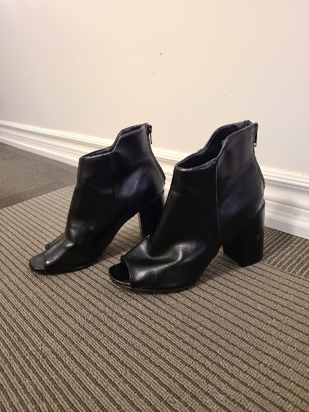 Black Peep Toe Heeled Booties - photo 2
