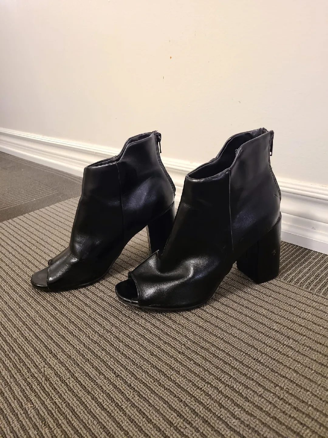 Black Peep Toe Heeled Booties image indicator(2)