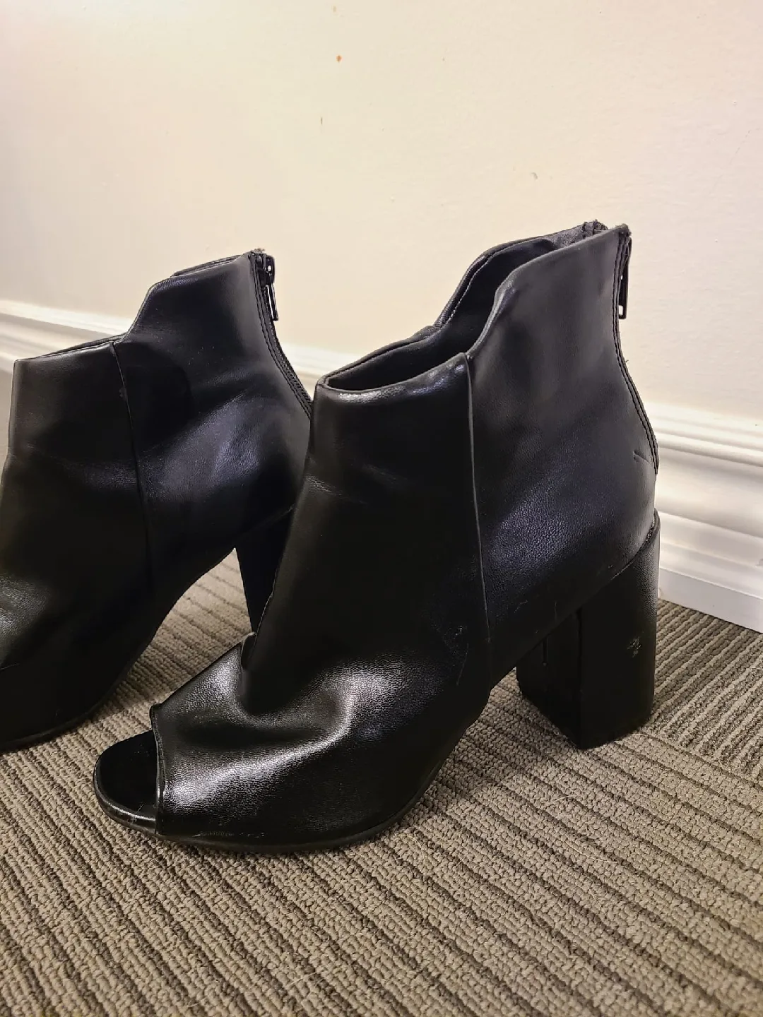 Black Peep Toe Heeled Booties image indicator(3)