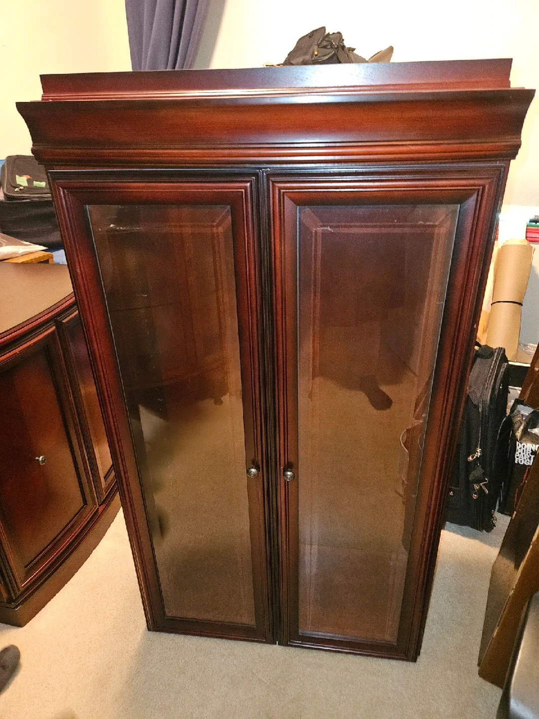 TWO Lovely Pieces of Bombay Mahogany Curio Cabinets image indicator(8)