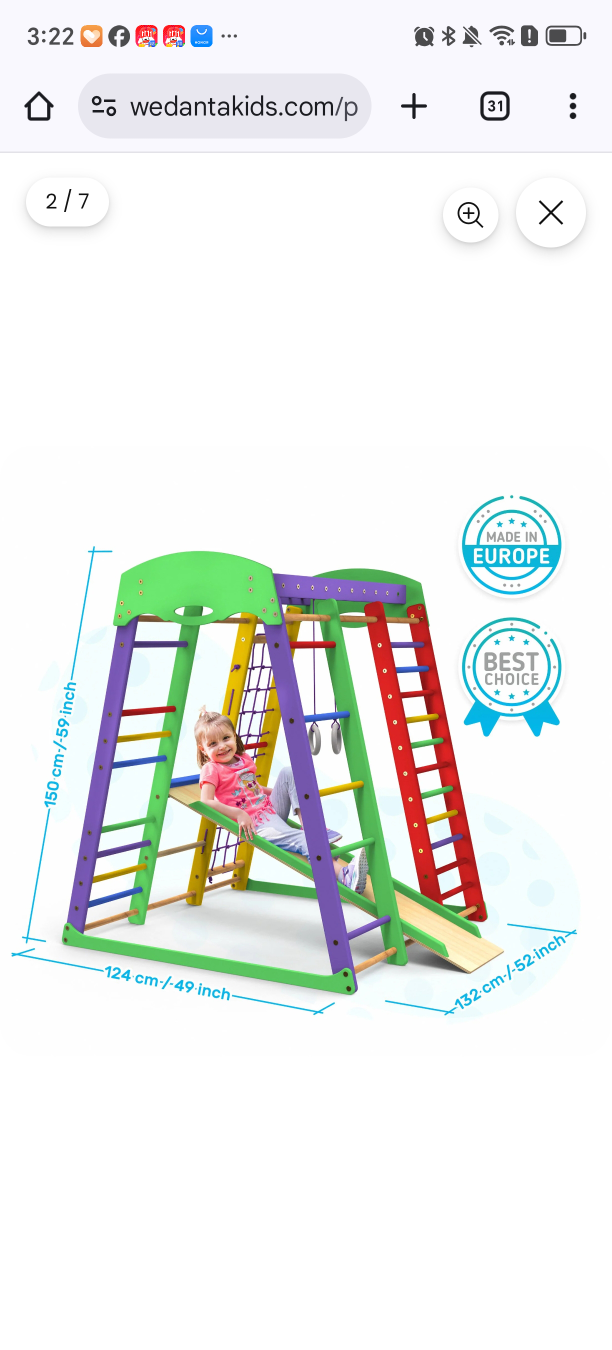 Wedanta Kids Indoor Wooden Playground Gym