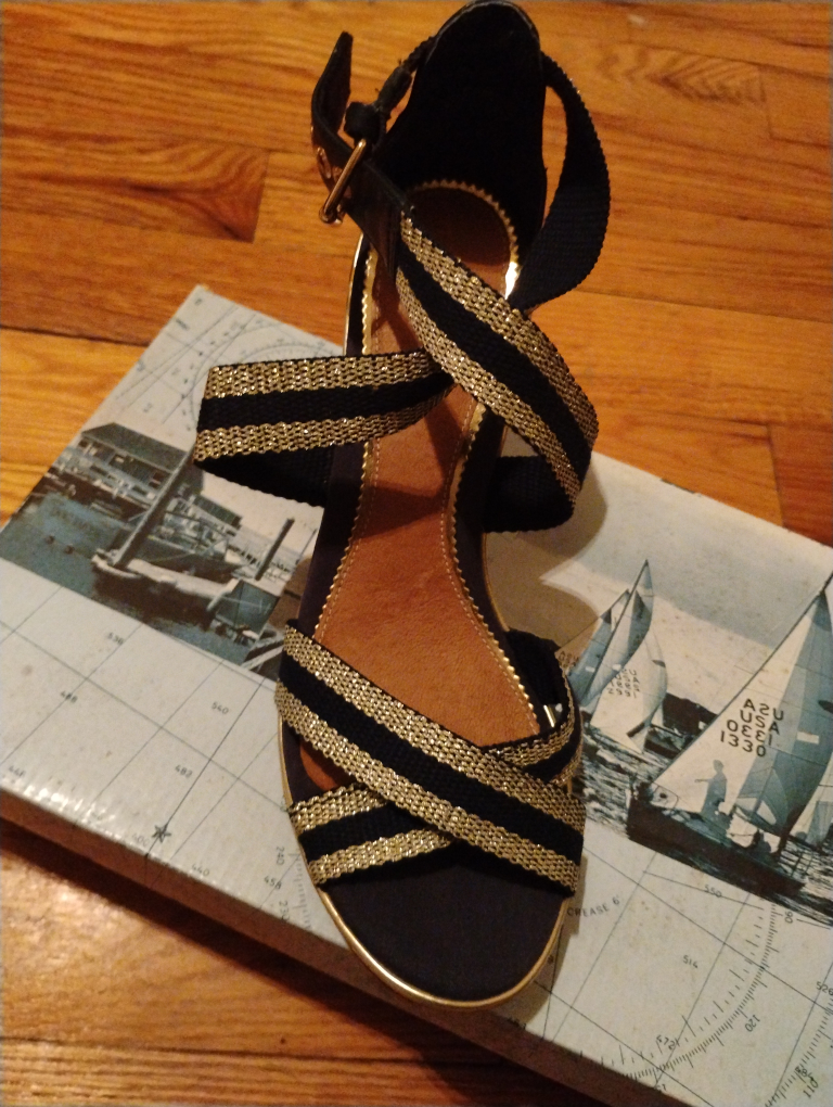 Sperry Navy & Gold Wedge Sandals - photo 2