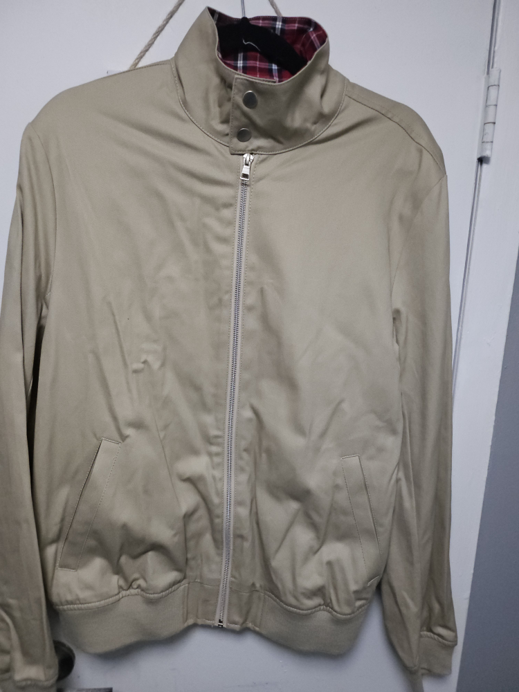 ASOS DESIGN Jacket - Beige with Plaid Lining, Size XS