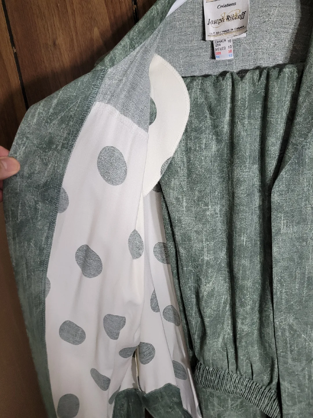 Joseph Ribkoff Green & White Skirt Suit - Size 10 image indicator(3)