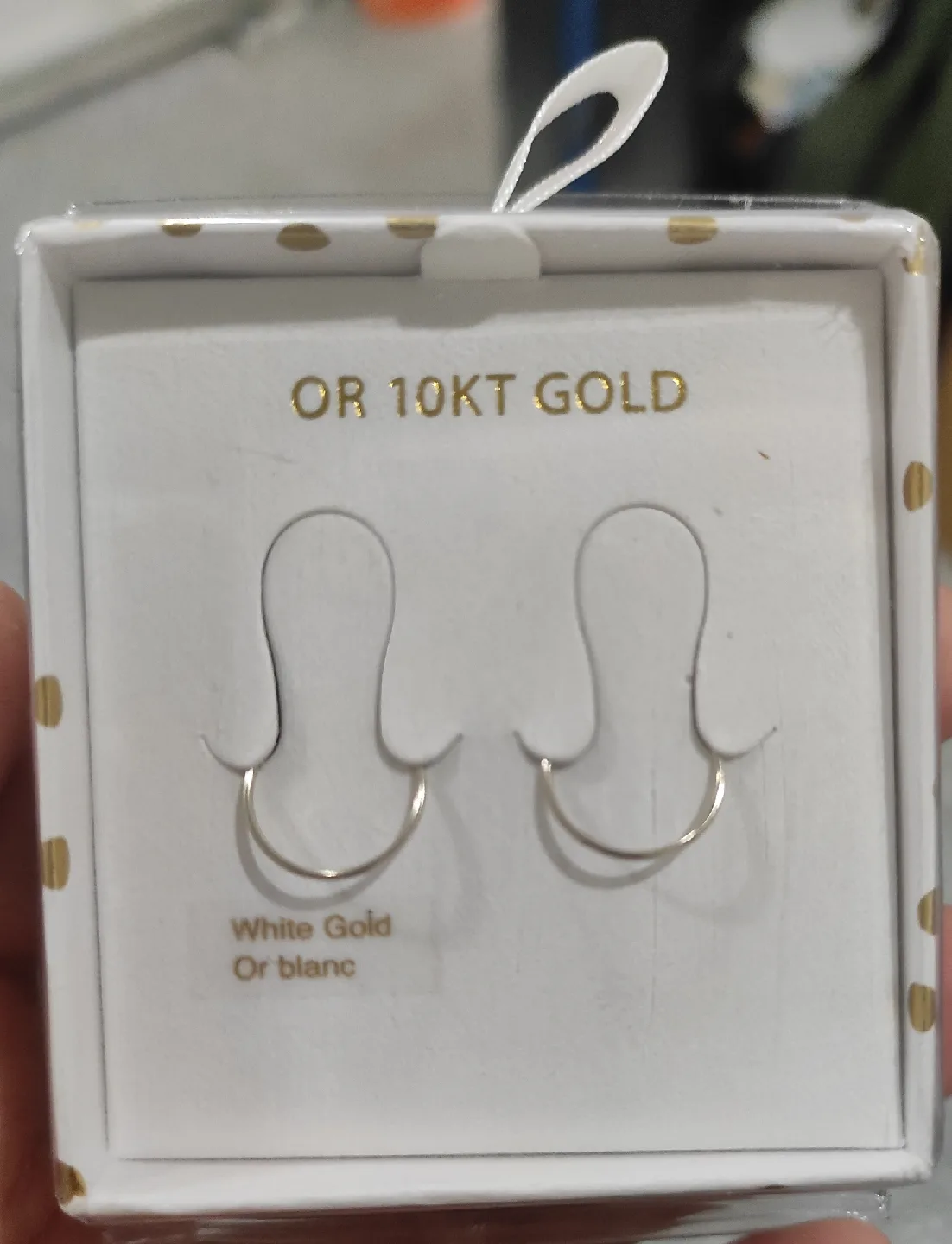 OR 10KT Gold White Gold Hoop Earrings - New thumbnail