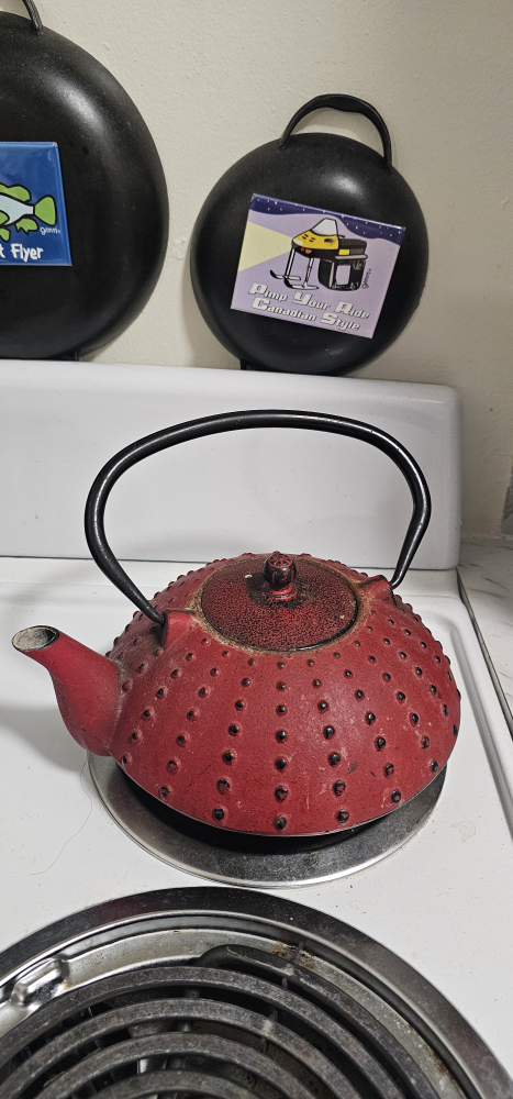 Red Cast Iron Teapot