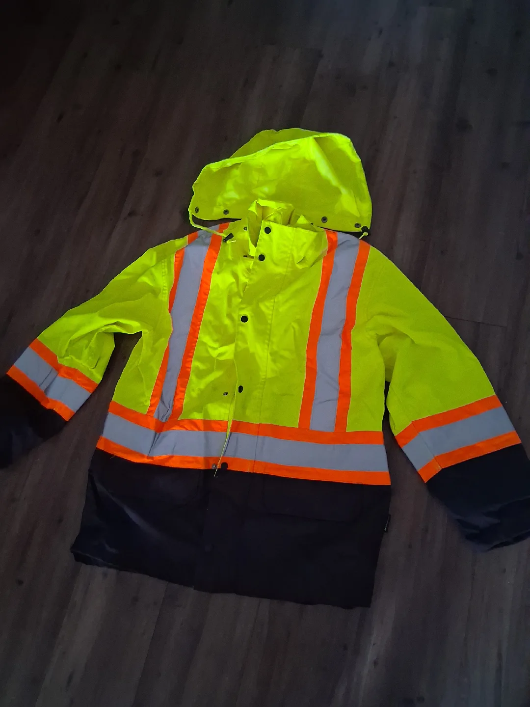 Hi-Vis Safety Rain Jacket - Yellow & Black image indicator(2)