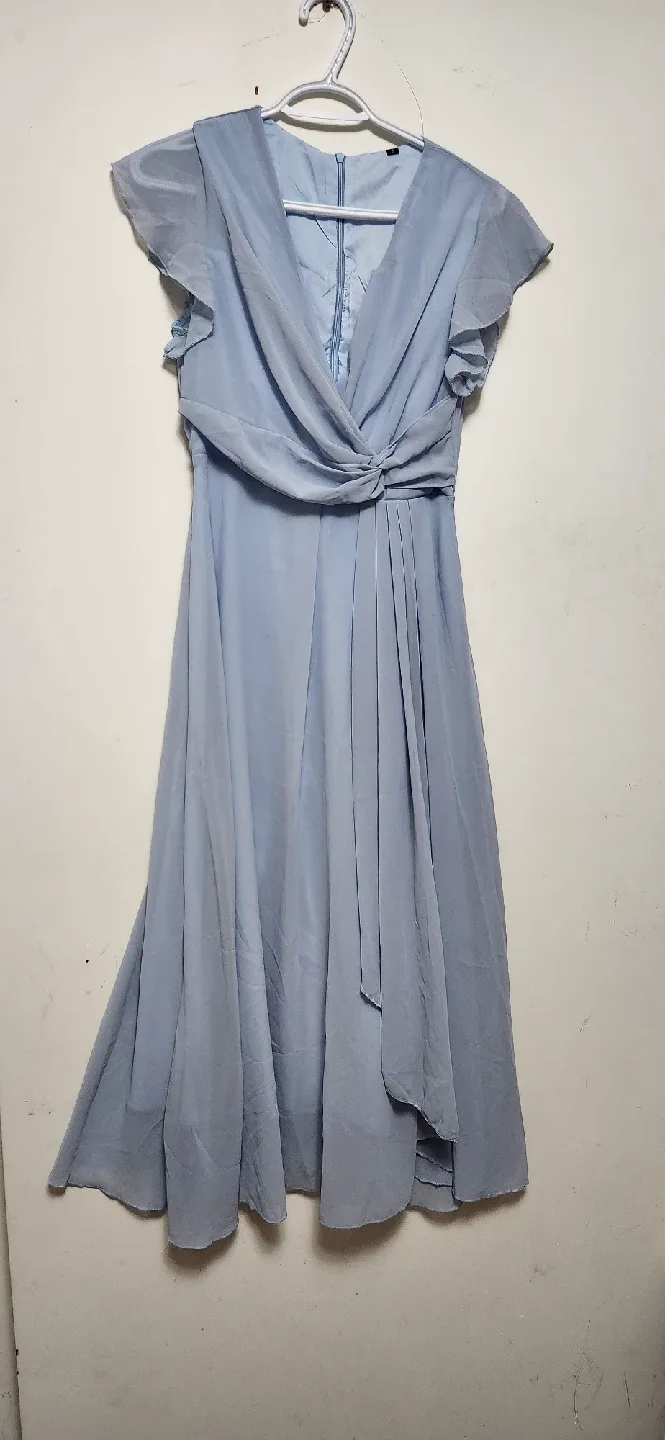 Light Blue Chiffon Midi Dress thumbnail