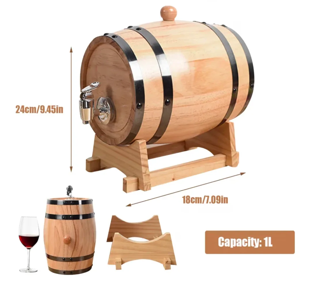 New Wooden Barrel Dispenser - 1L Capacity image indicator(4)