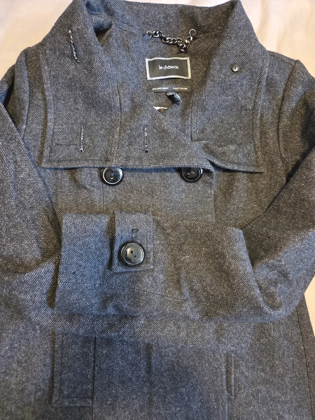 Le Chateau Grey Wool Blend Coat