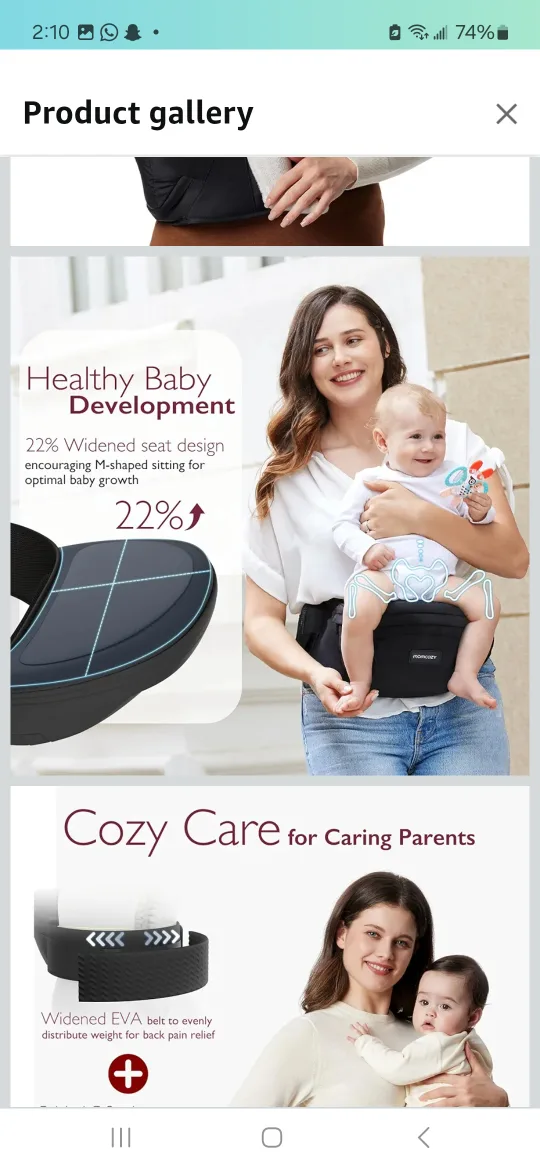 Momcozy Baby Carrier Waist Seat - Black image indicator(2)
