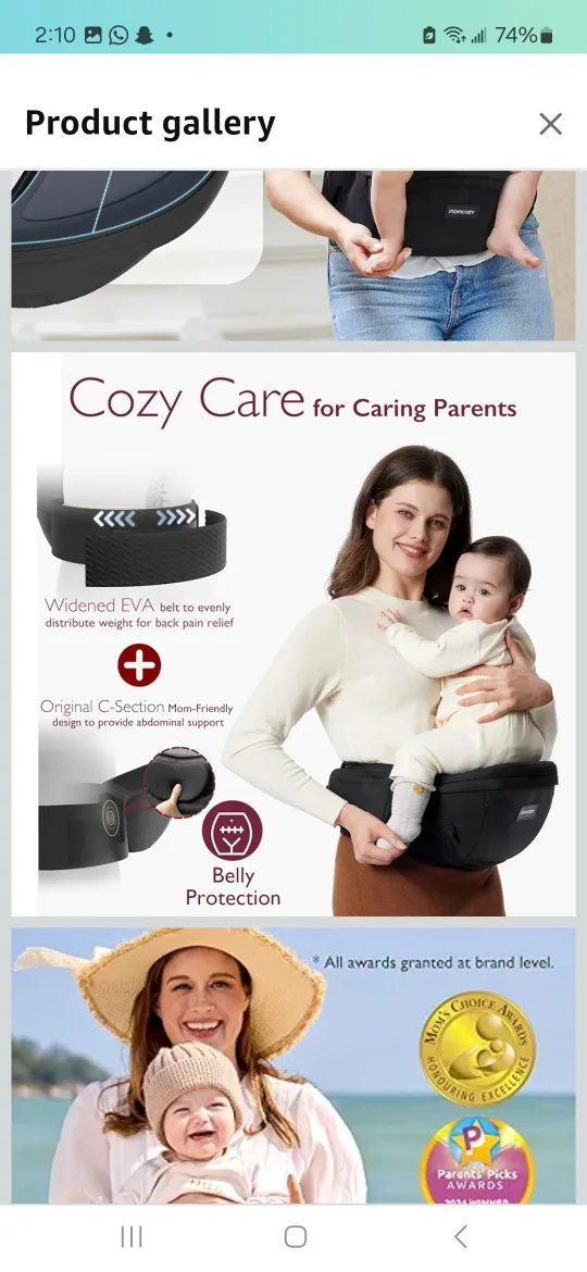 Momcozy Baby Carrier Waist Seat - Black image indicator(3)