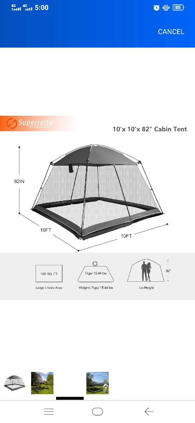 Superbrella 10x10 Cabin Tent - Shale Gray - photo 2