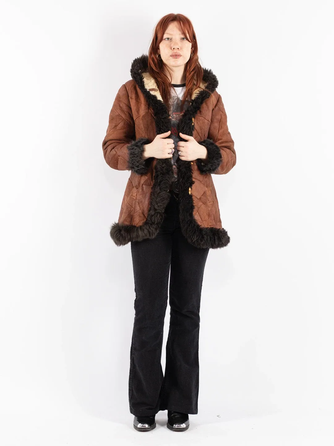 Jessica Brown Suede faux fur coat image indicator(2)