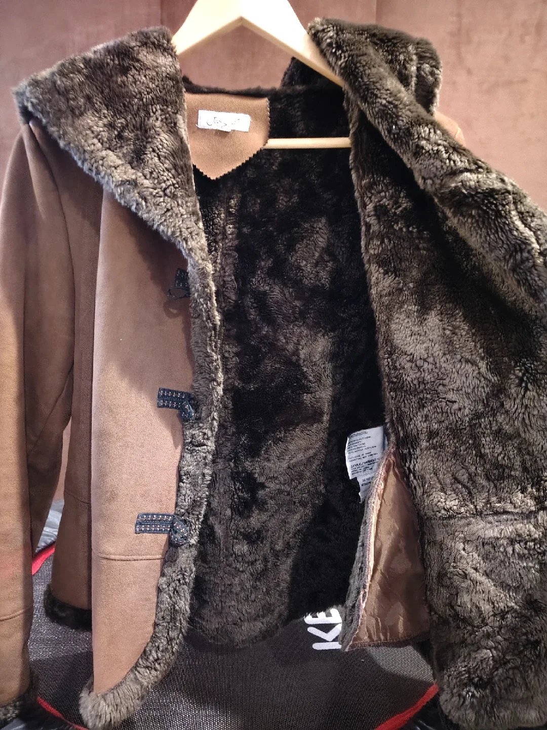 Jessica Brown Suede faux fur coat image indicator(4)