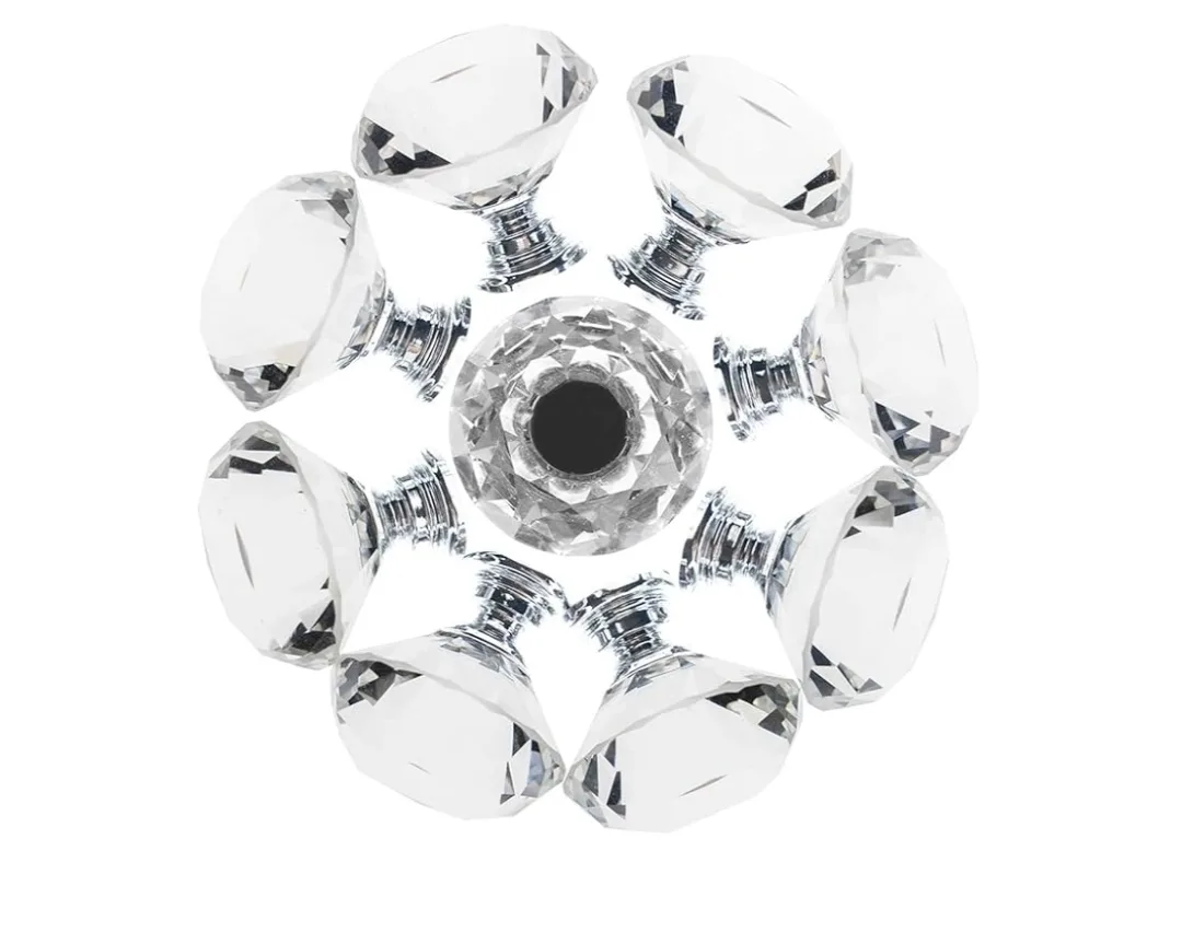 Crystal Glass Diamond Cabinet Knobs 24 pcs image indicator(2)