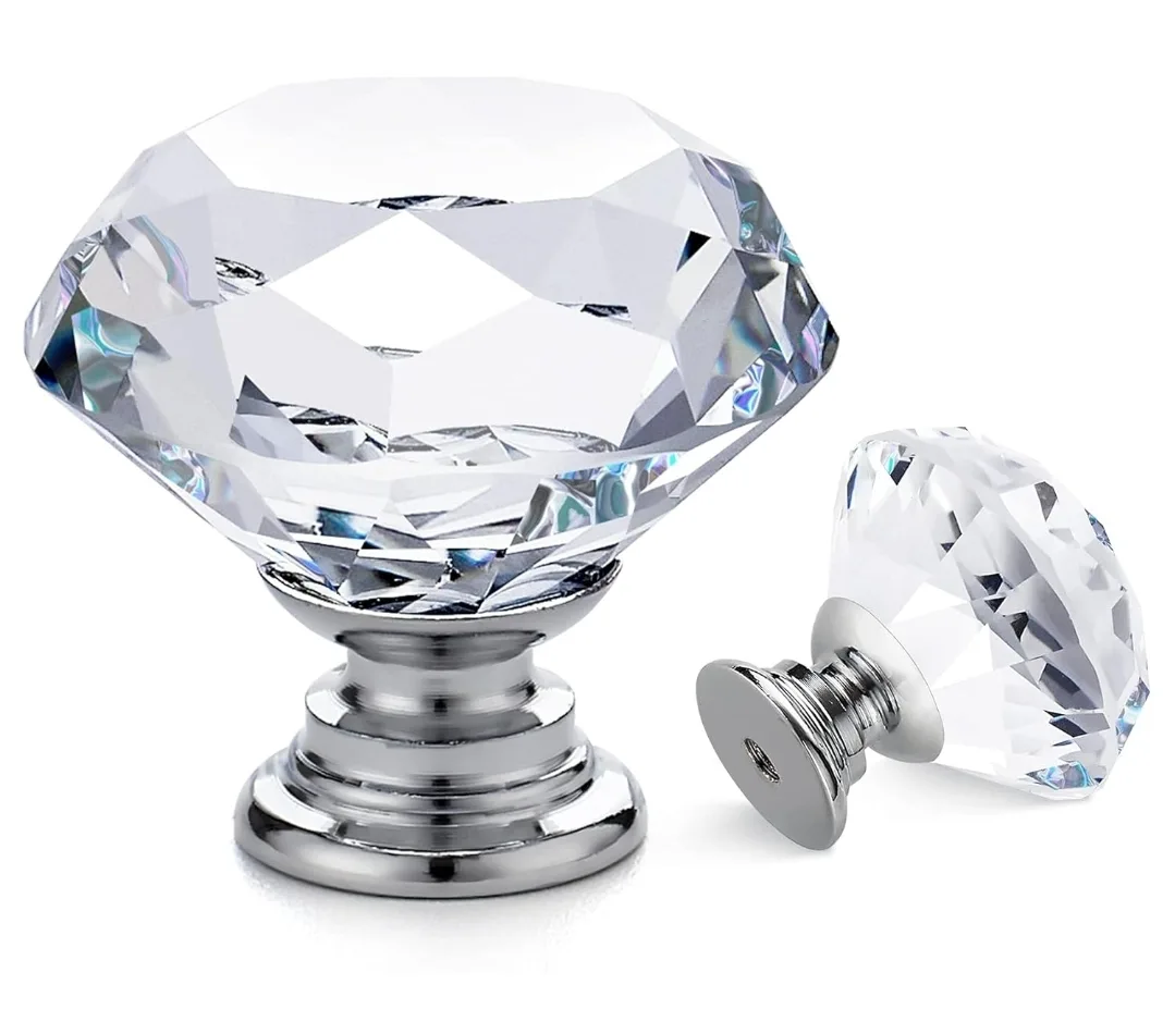 Crystal Glass Diamond Cabinet Knobs 24 pcs image indicator(6)