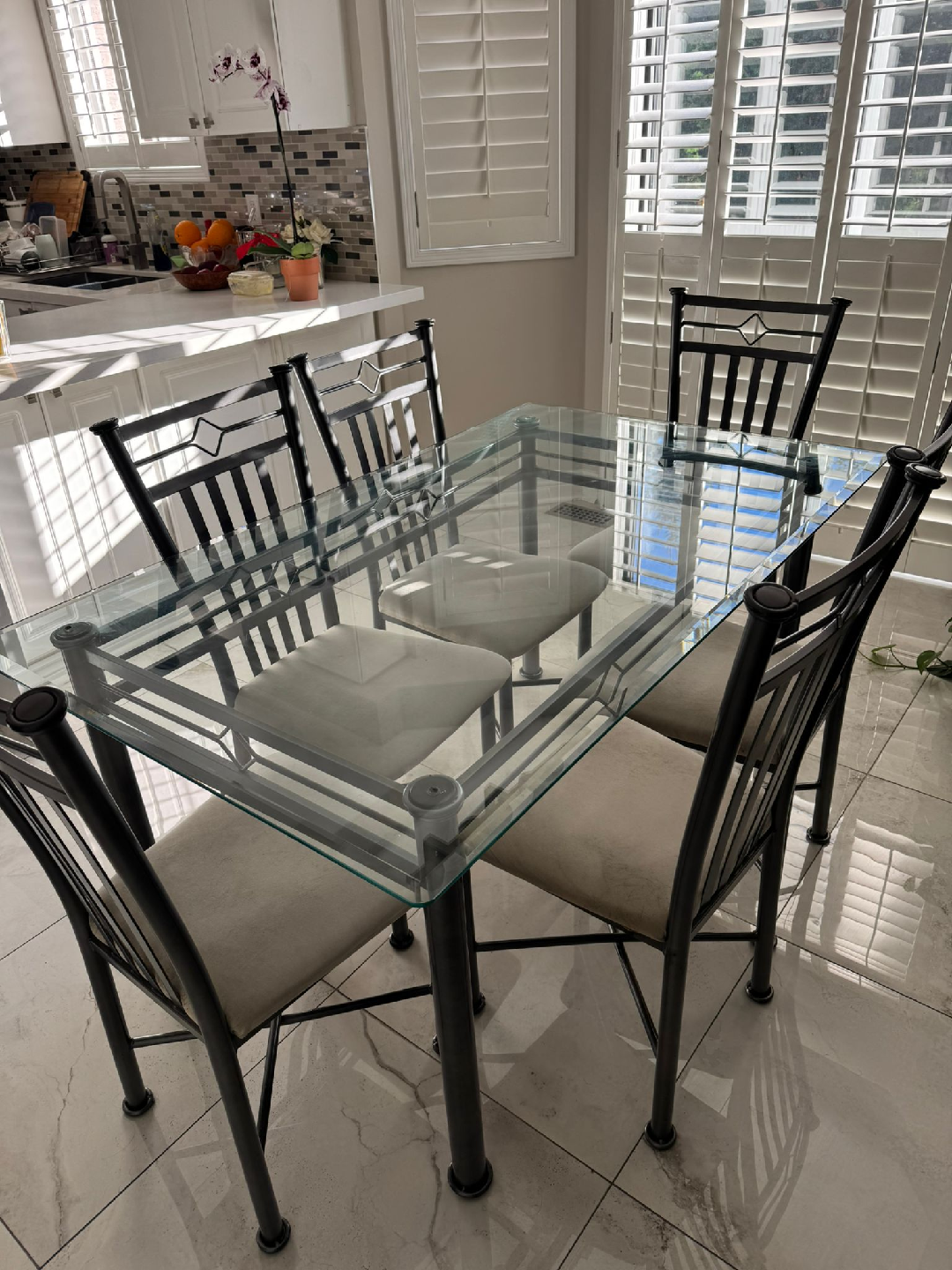Glass Top Dining Table with 6 Chairs - photo 2