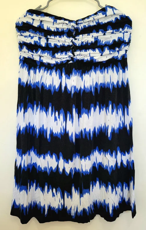 Blue & Black Strapless Dress - Size L thumbnail