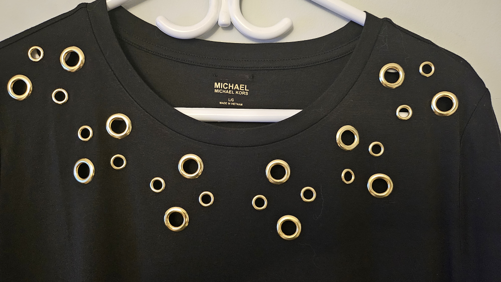 Michael Kors Black Eyelet T-Shirt - Size L - photo 4