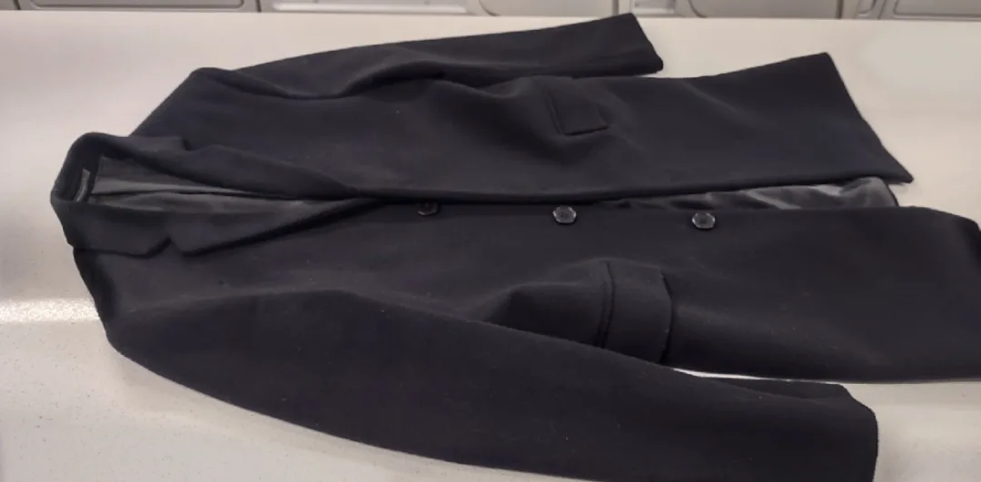 (NEW) H&M Black Wool Blend Overcoat thumbnail