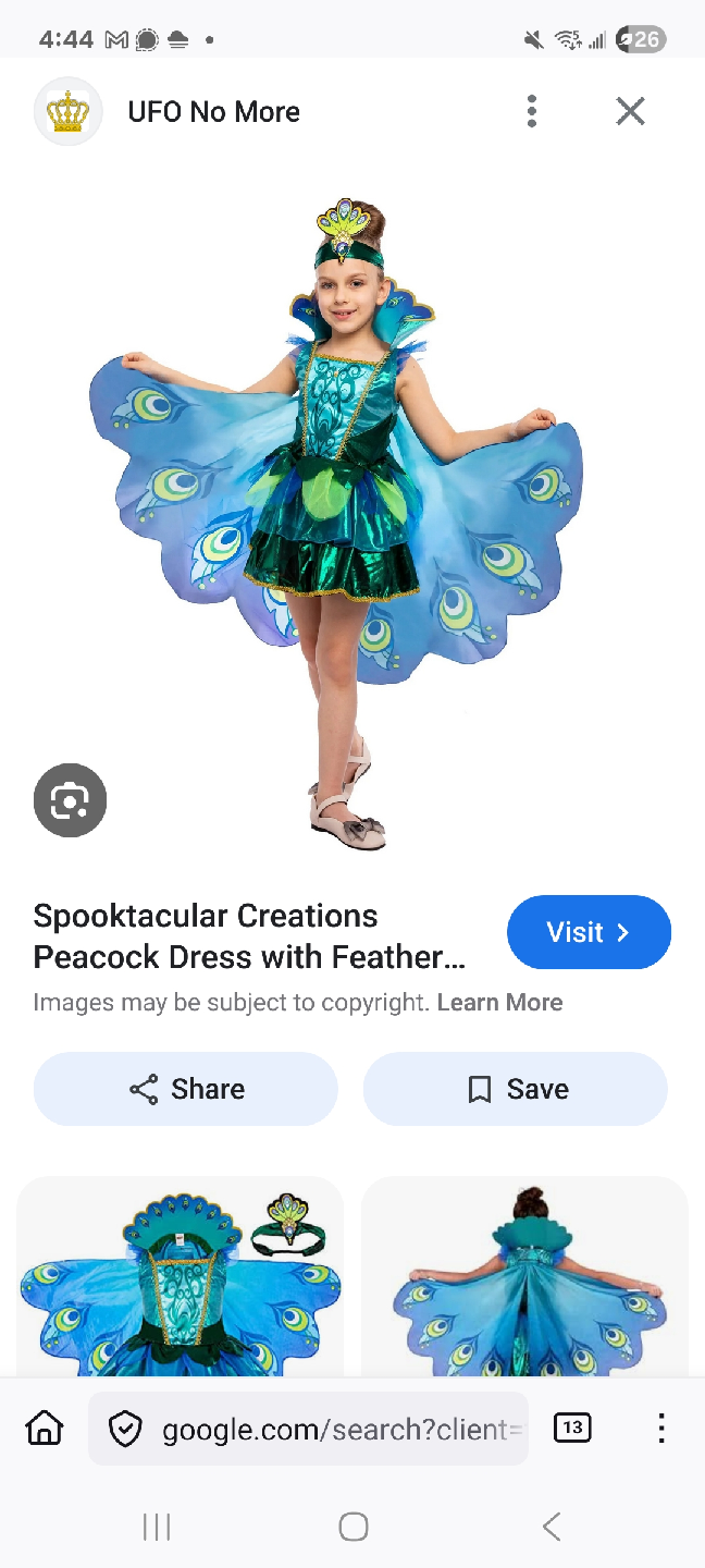 Spookable Creations Peacock Dress.Costume