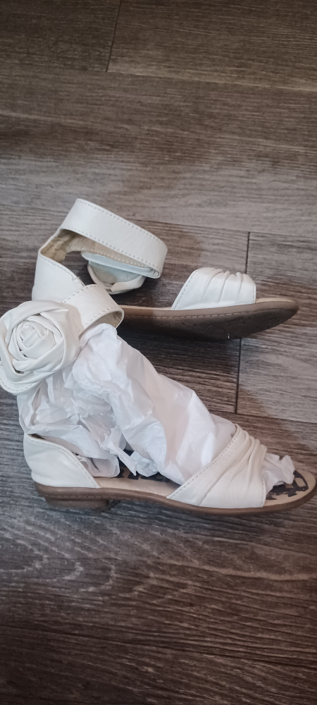 White Leather Sandals with Ankle Strap - photo 2
