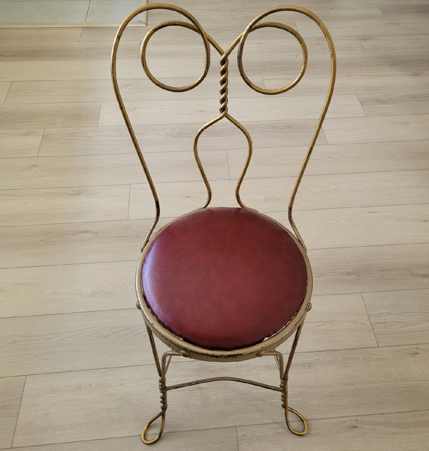 Vintage Metal Chair with Red Cushion