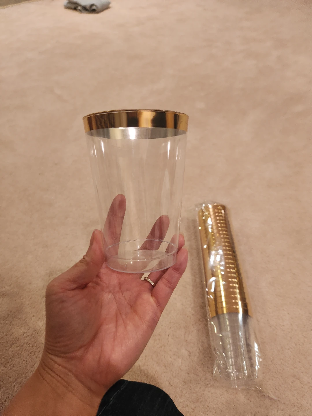 Plastic Cups with Gold Rim