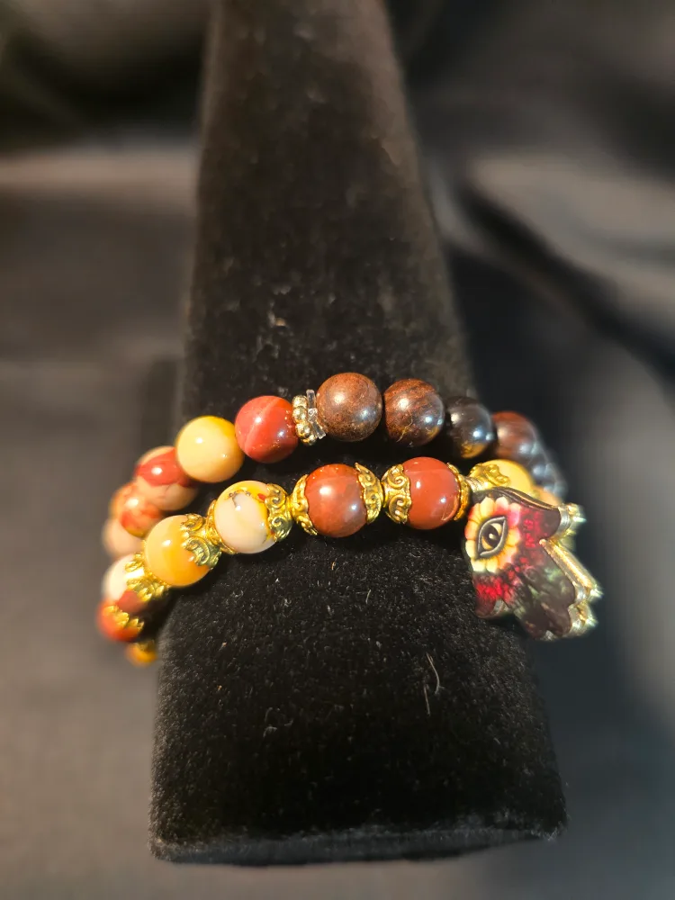 Handmade Beaded Bracelet with Charm thumbnail