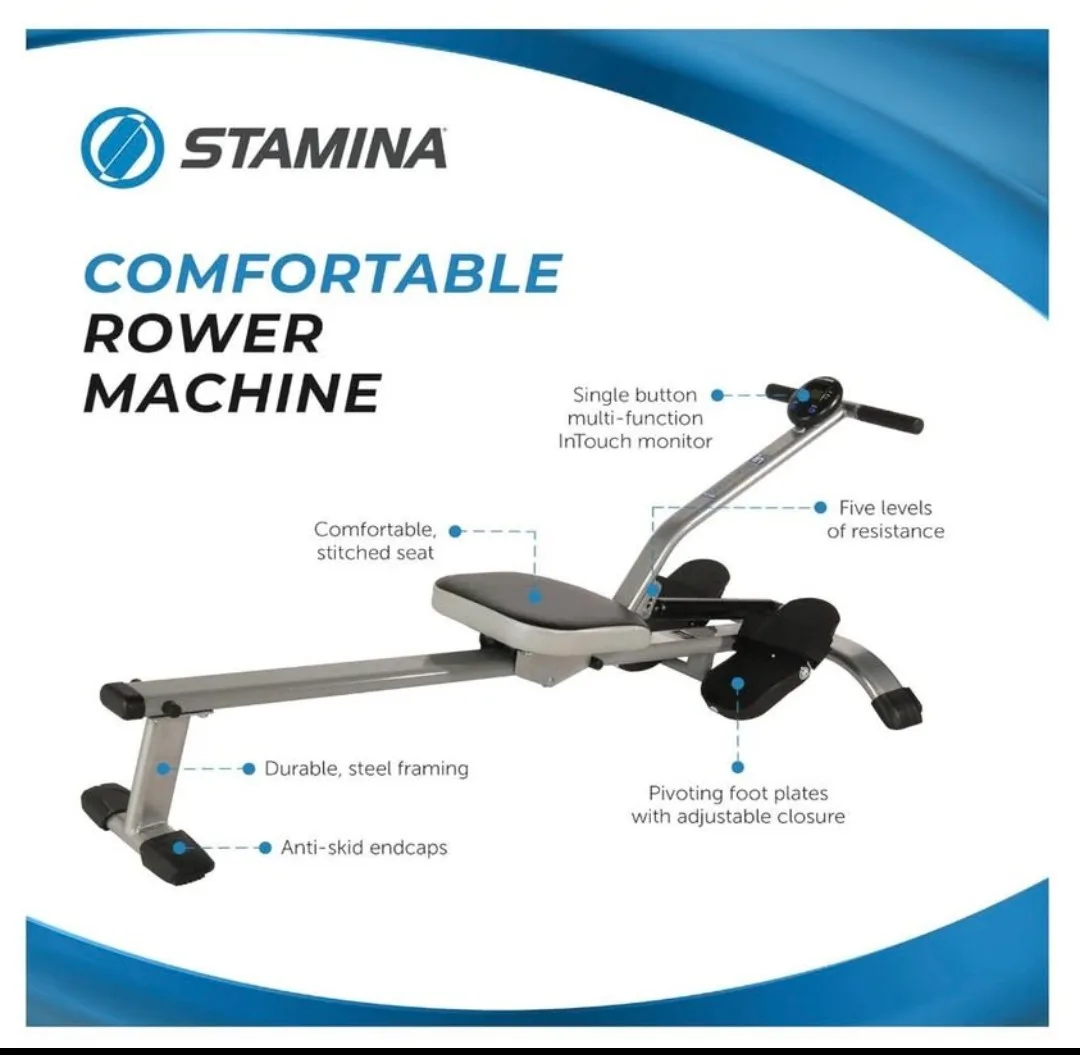 Stamina Hydraulic Rowing Machine - Grey thumbnail