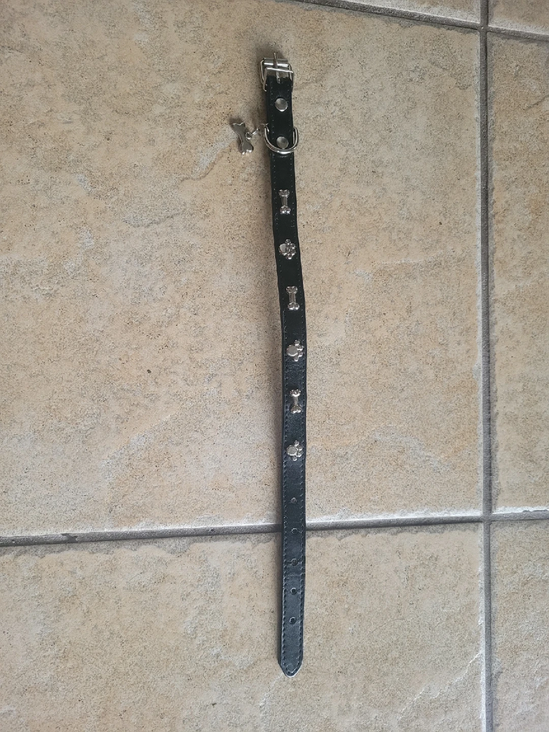 Dog Collar - Black with Bone Charms - photo 2