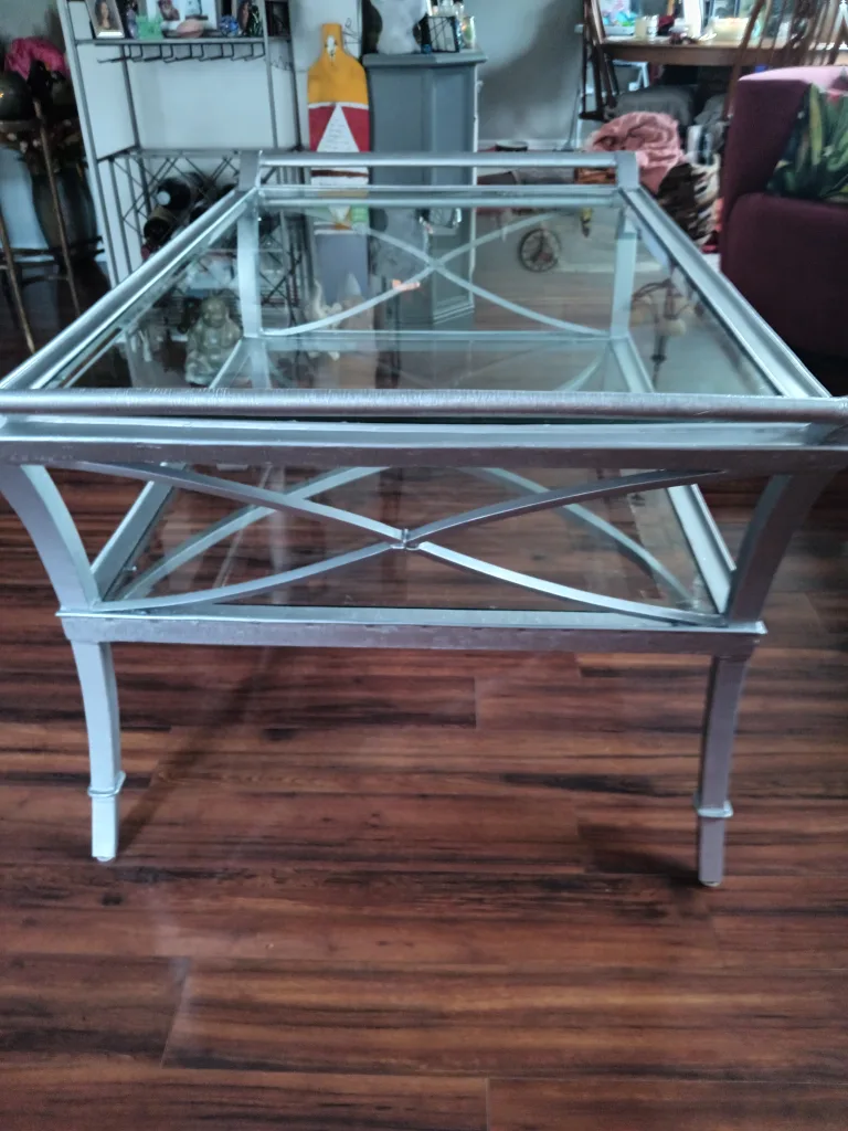 Silver Metal & Glass Coffee Table image indicator(2)
