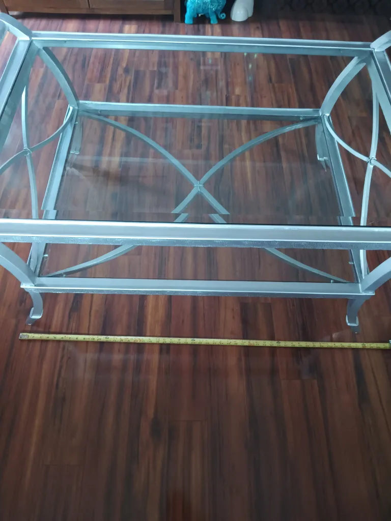 Silver Metal & Glass Coffee Table image indicator(3)