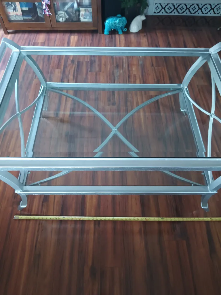 Silver Metal & Glass Coffee Table image indicator(4)