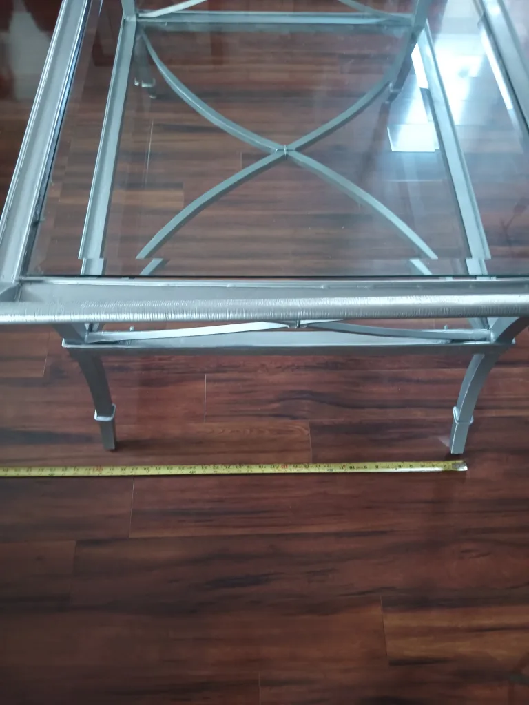 Silver Metal & Glass Coffee Table image indicator(5)