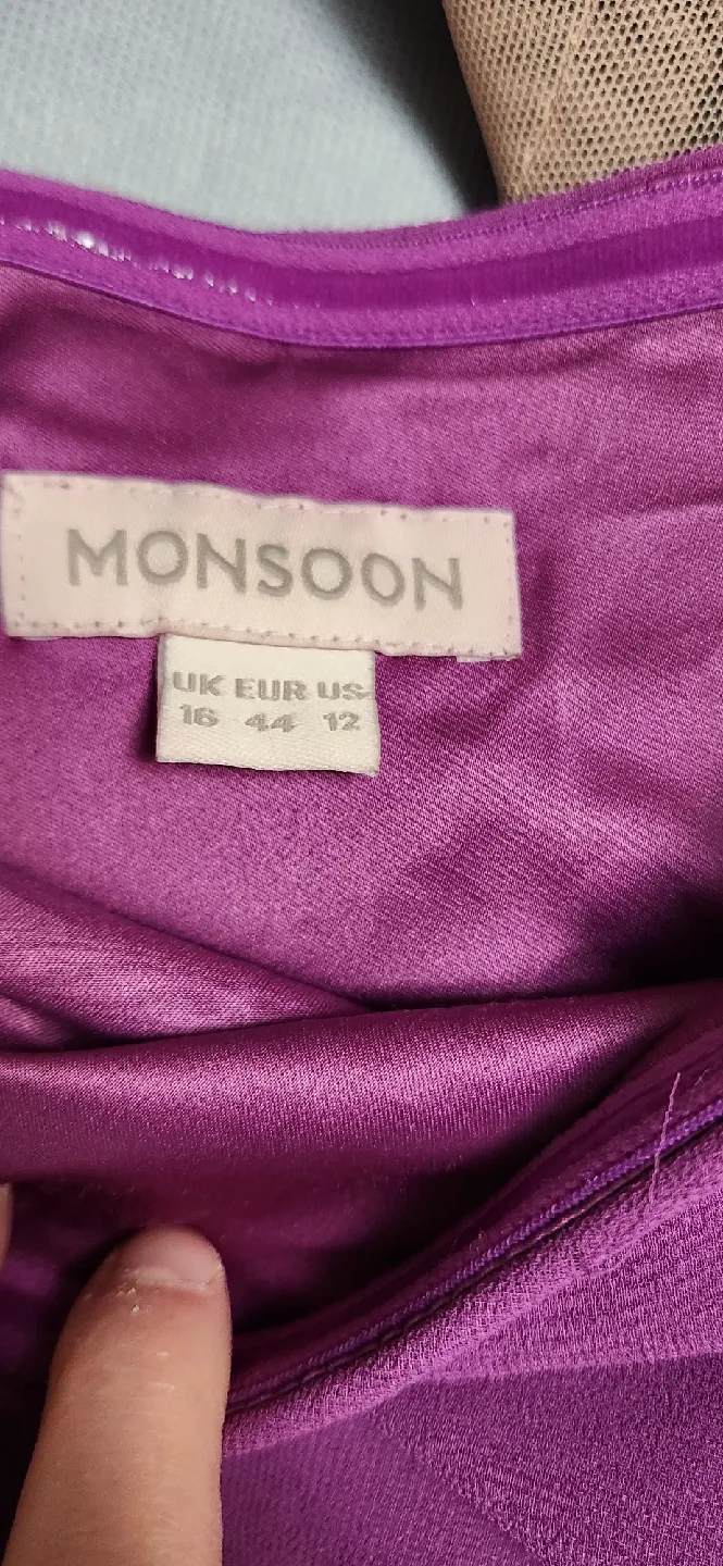 Monsoon Purple One-Shoulder Dress - Size 12 image indicator(3)