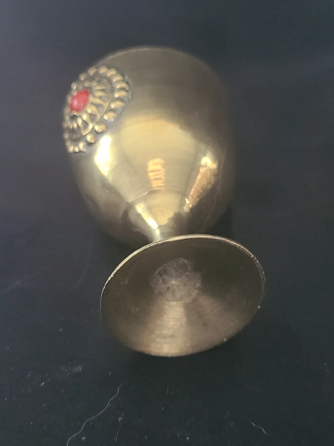 Vintage Brass Chalice Cup with Gemstones image indicator(4)