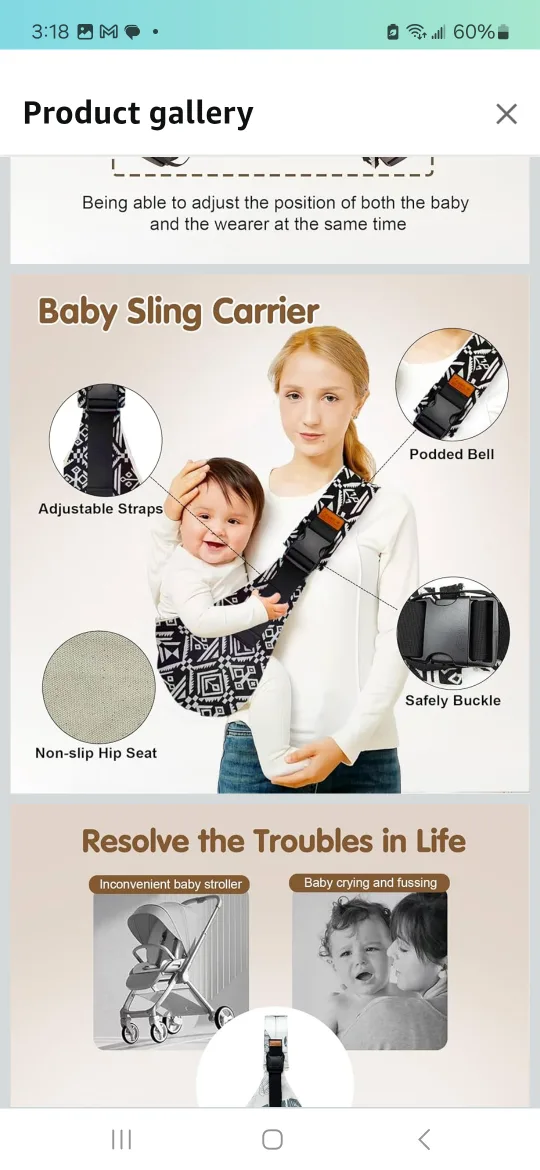 Baby Sling Carrier - Adjustable & Comfortable image indicator(4)