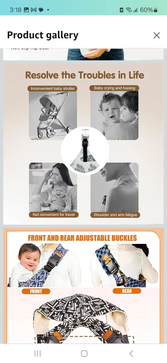 Baby Sling Carrier - Adjustable & Comfortable image indicator(6)