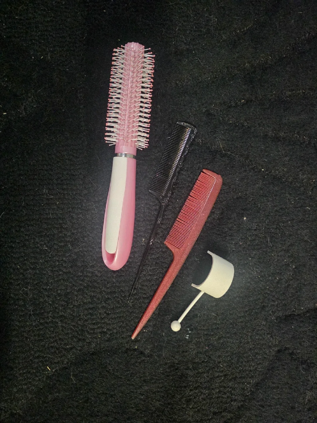 Hair Combs Set - Pink Round Brush Included thumbnail