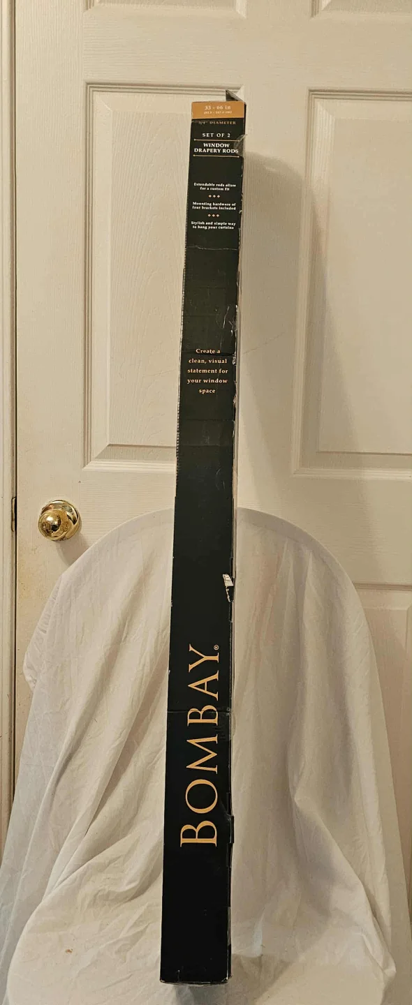 2 Black Bombay Window Drapery Rods image indicator(6)