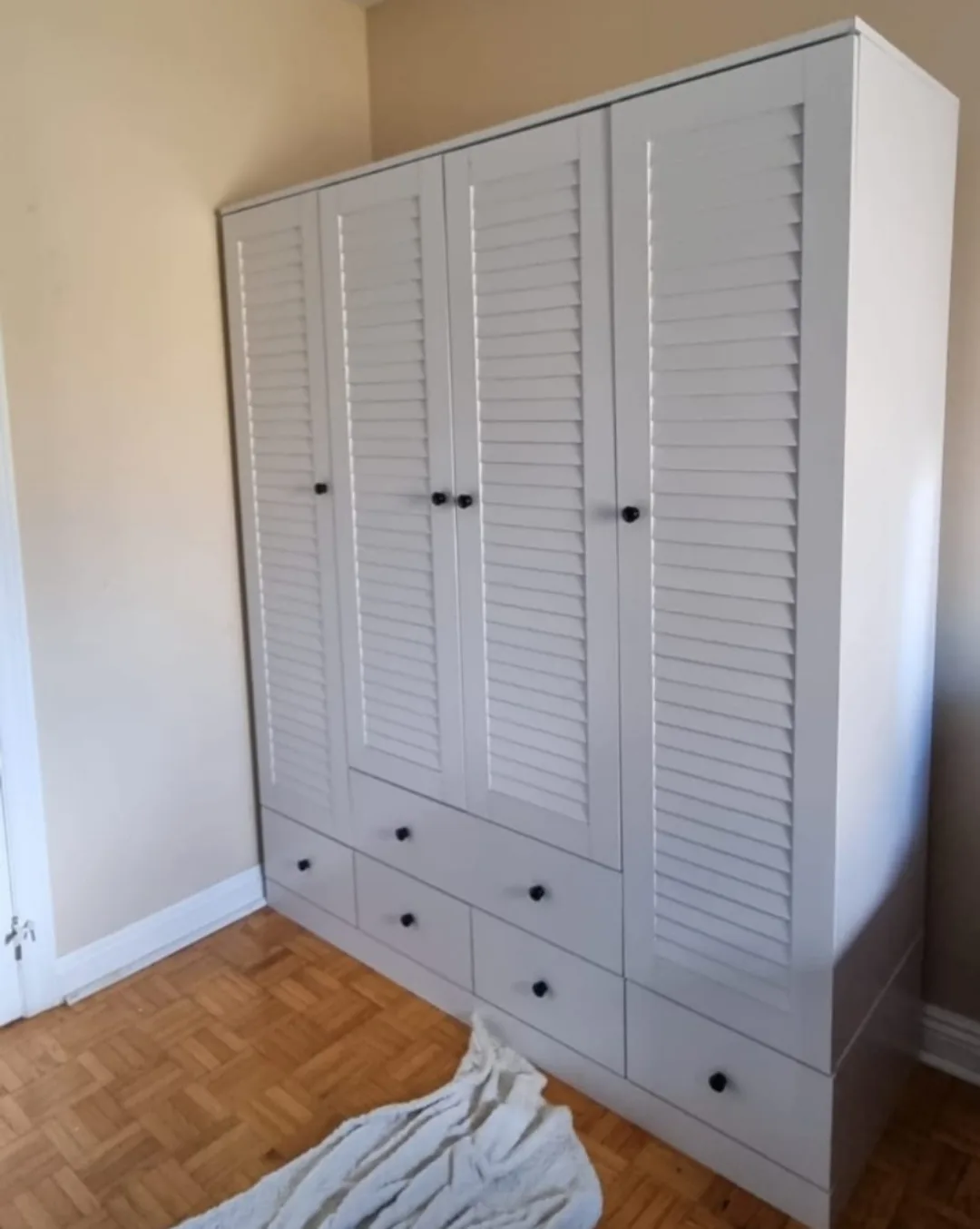 White Wardrobe with Louvered Doors thumbnail