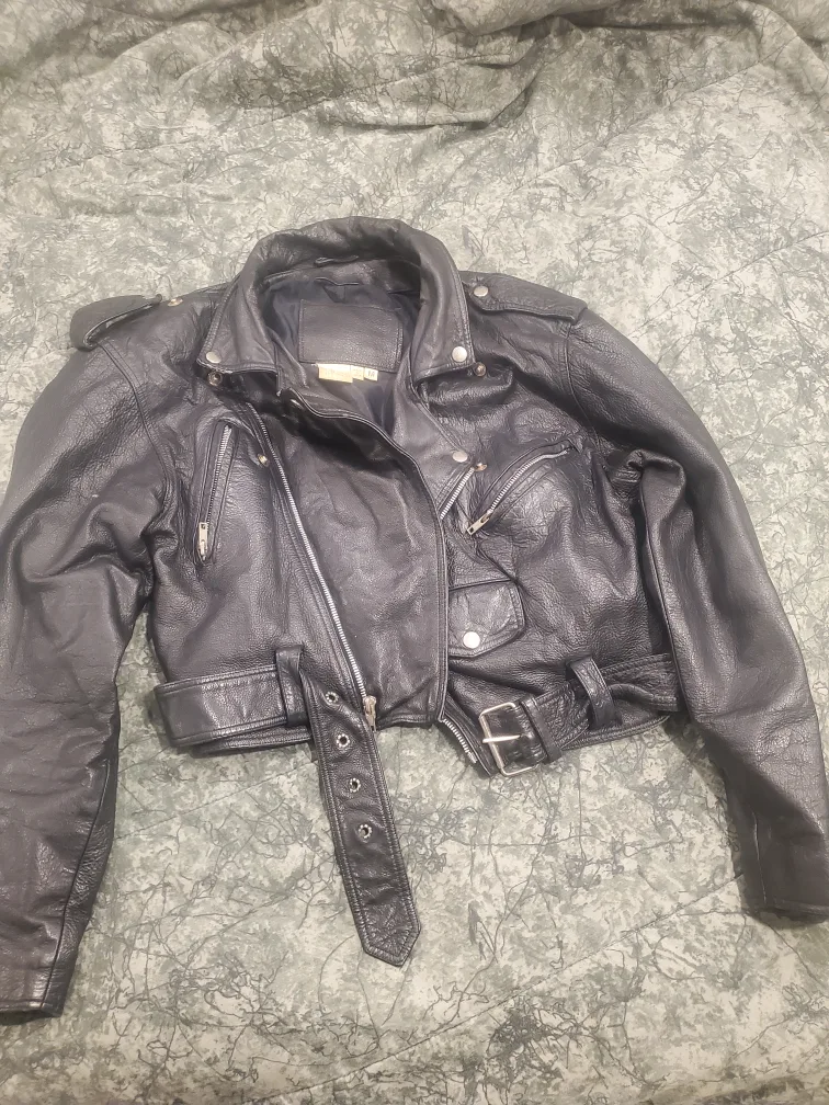 Black Leather Biker Jacket - Size M image indicator(2)