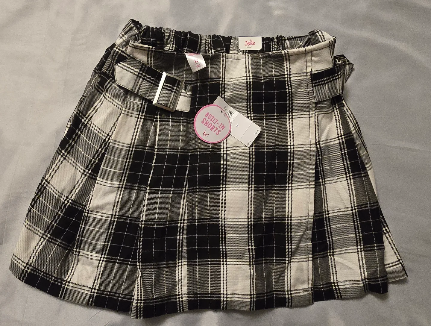 NEW! Justice Plaid Skirt with Built-in Shorts! - Size 12 Youth thumbnail