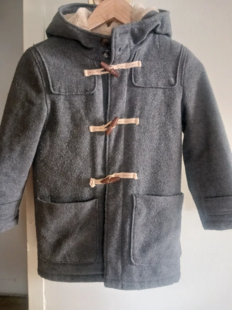 Zara Gray Kids Duffle Coat Size 8 image indicator(3)