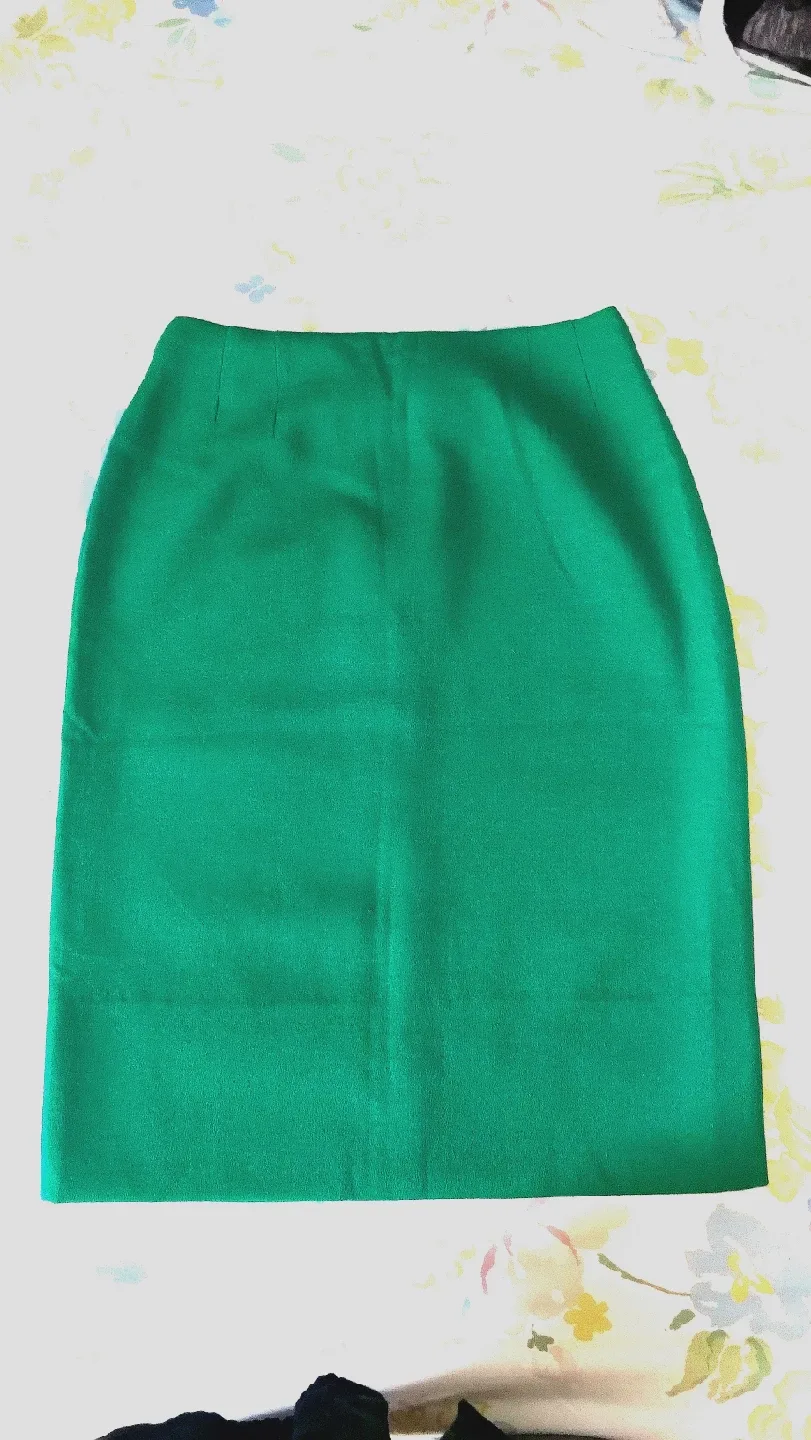 Vintage Green Pure Virgin Wool Pencil Skirt size S image indicator(2)