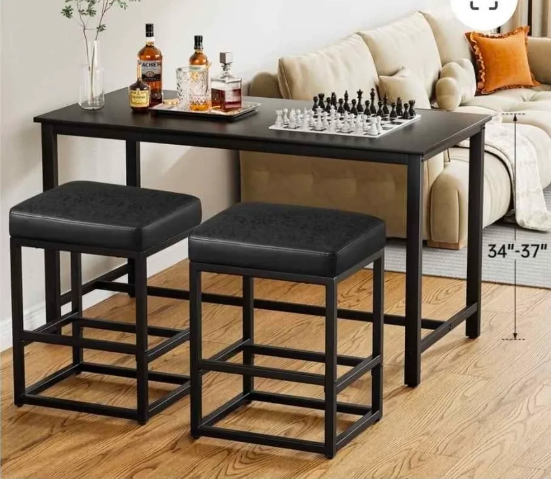 Raynesys Black Faux Leather Bar Stool - Set of 2 image indicator(3)